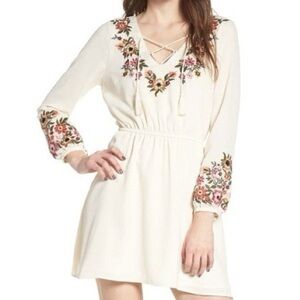 cupcakes & cashmere Cream Dress with Floral Accents